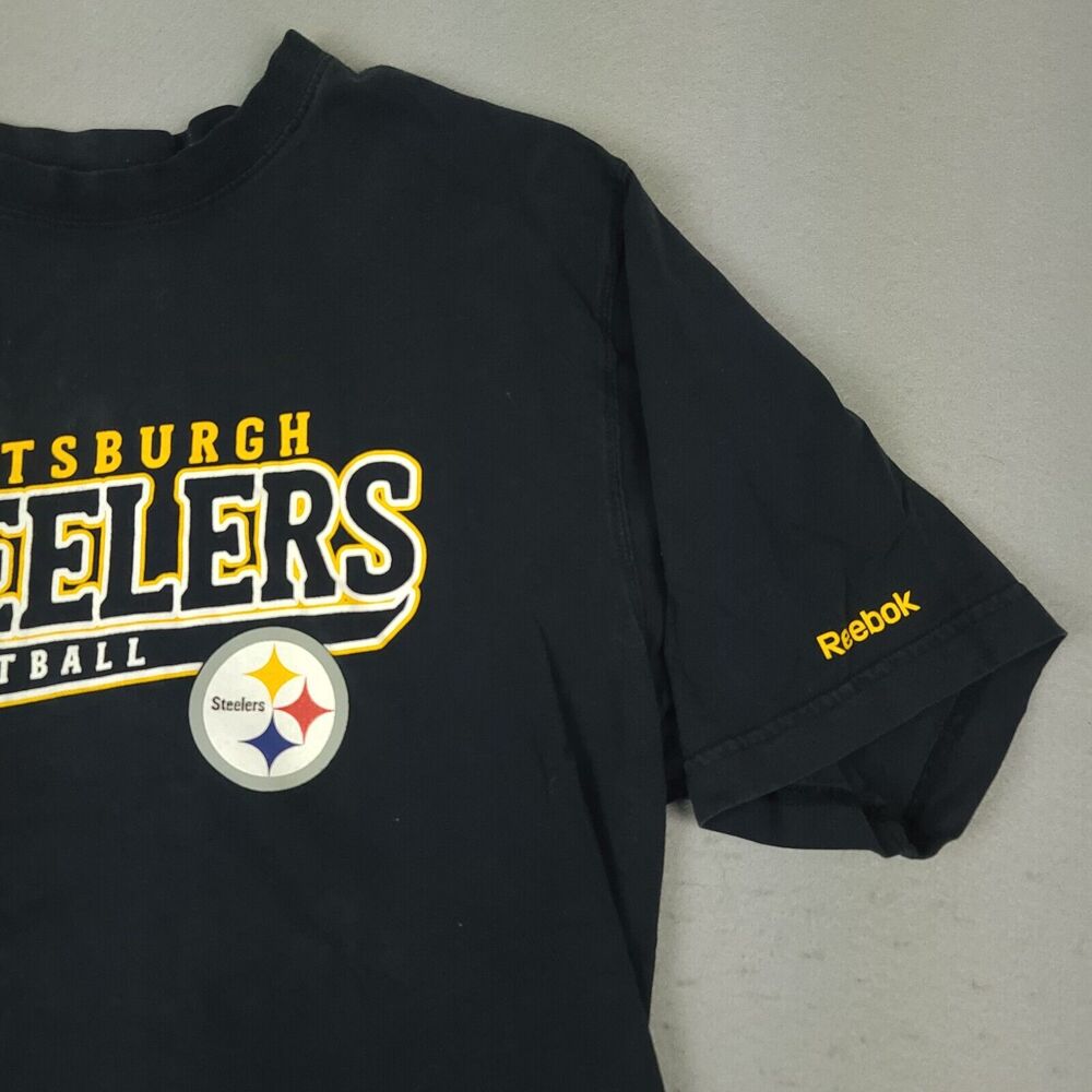 Reebok Pittsburgh Steelers T Shirt Mens XL Black Cotton Short Sleeve - Picture 6 of 10